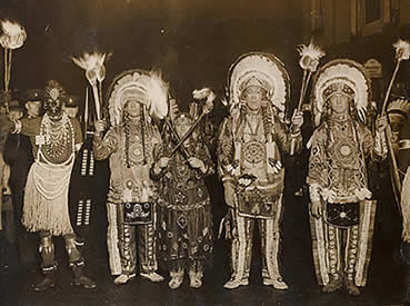  Commercial Square Bonfire Society's Indians in 1936. Photograph reproduced by permission of Peter Schueler. No unauthorised copying or reproduction.  